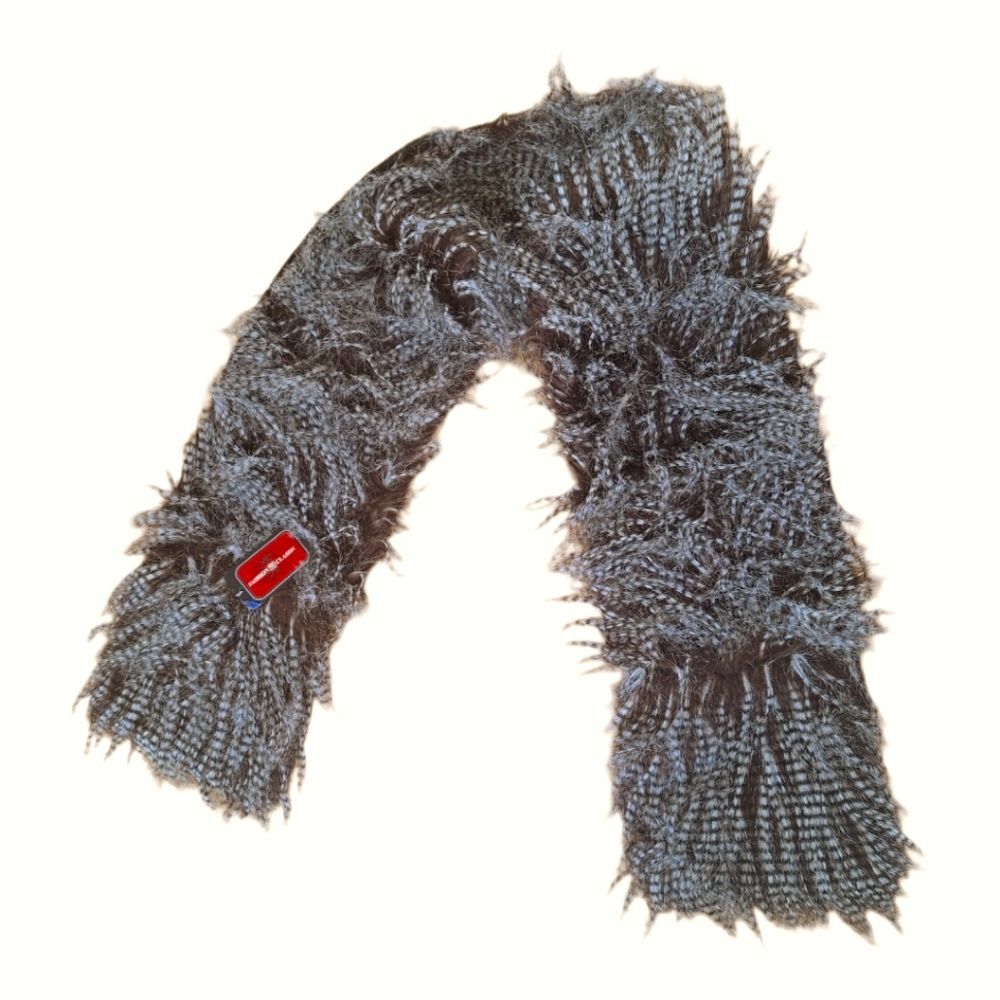 NWT Pocket Scarf Faux Feather Fluffy Soft Plush Peacock-feathered 70 x 10 Brown